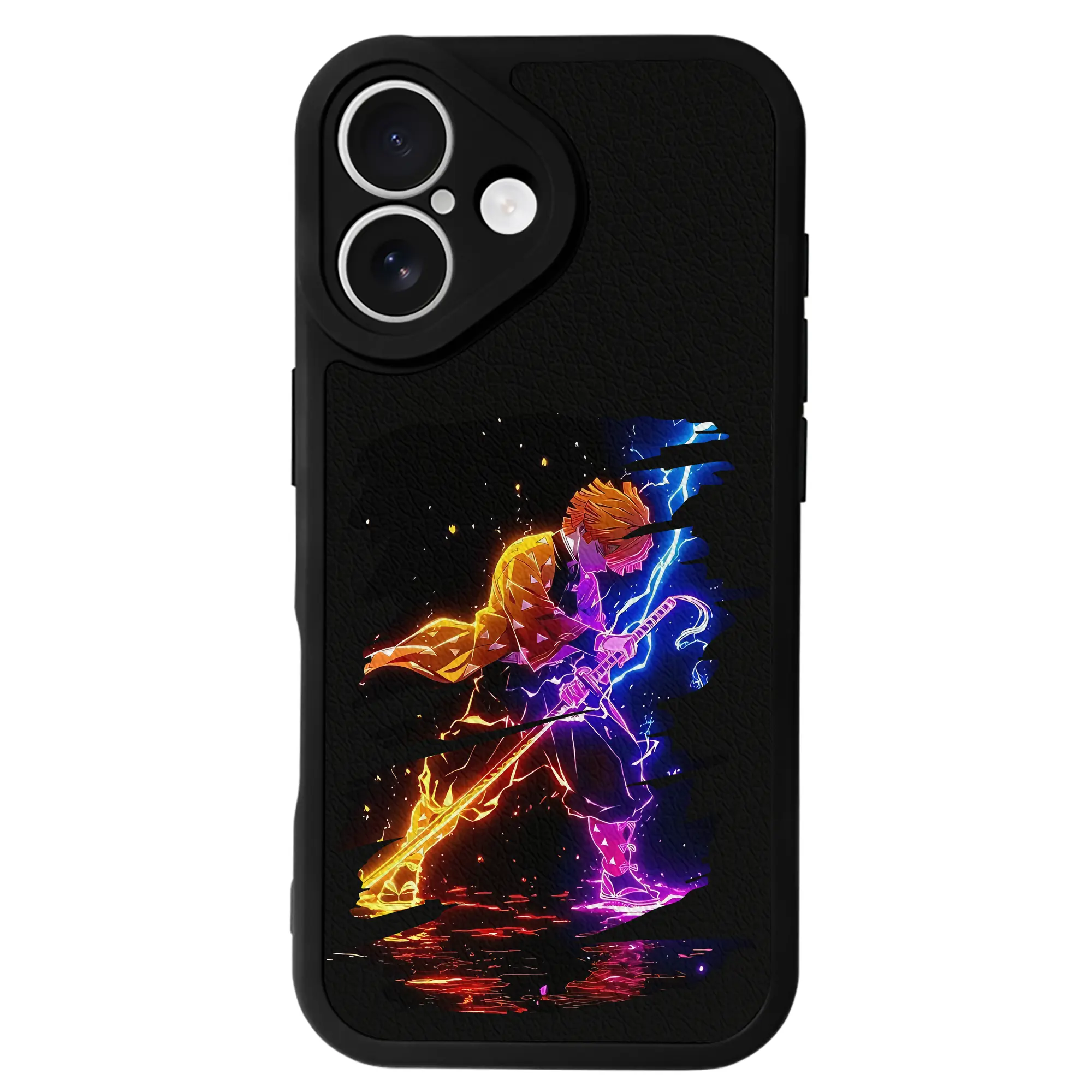 鬼滅の刃 グッズ,我妻 善逸 - IPhone 16シリーズ対応 ・ シリコンスマホケース ・ レザー調 ・ 高精度フィット ・ 耐衝撃 ・ ワイヤレス充電対応 ・ 精密カット